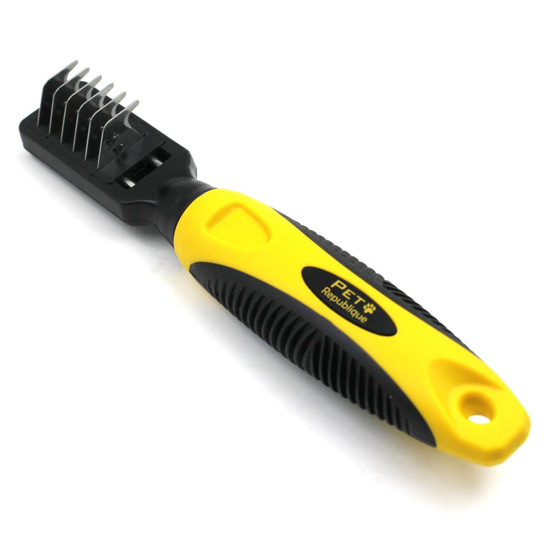 Pet Republique Dematting Tool for Dogs – Matt Splitters for Dogs, Cats, Rabbits, Long Haired Breed Pets – Effective Mat Remover, De-Matting Comb, or Dematter - Rake Super-Sharp Teeth Design Short Blade