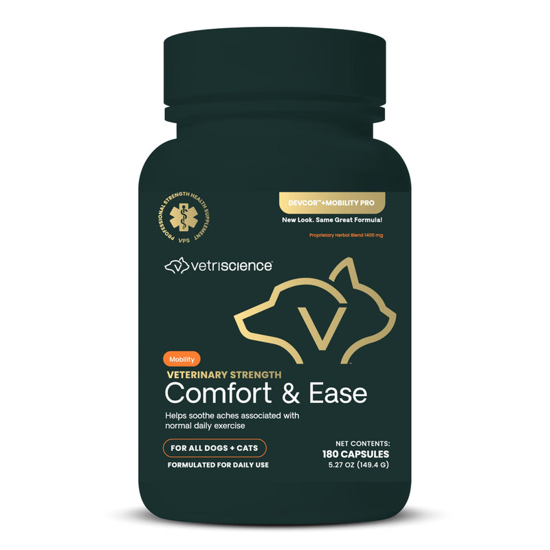 VETRISCIENCE Veterinary Strength Comfort & Ease Capsules - Mobility Supplement for Pets - Supports Aches from Normal Exercise - Joint Care for Dogs & Cats - 180 Count - PawsPlanet Australia