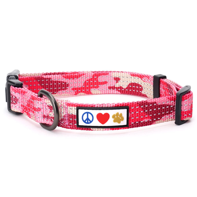 Pawtitas Reflective Dog Collar Adjustable Dog Collars for Small Dogs Puppy Collar Extra Small Dog Collar Camouflage Pink Dog Collar X-Small (Pack of 1) Pink camo - PawsPlanet Australia