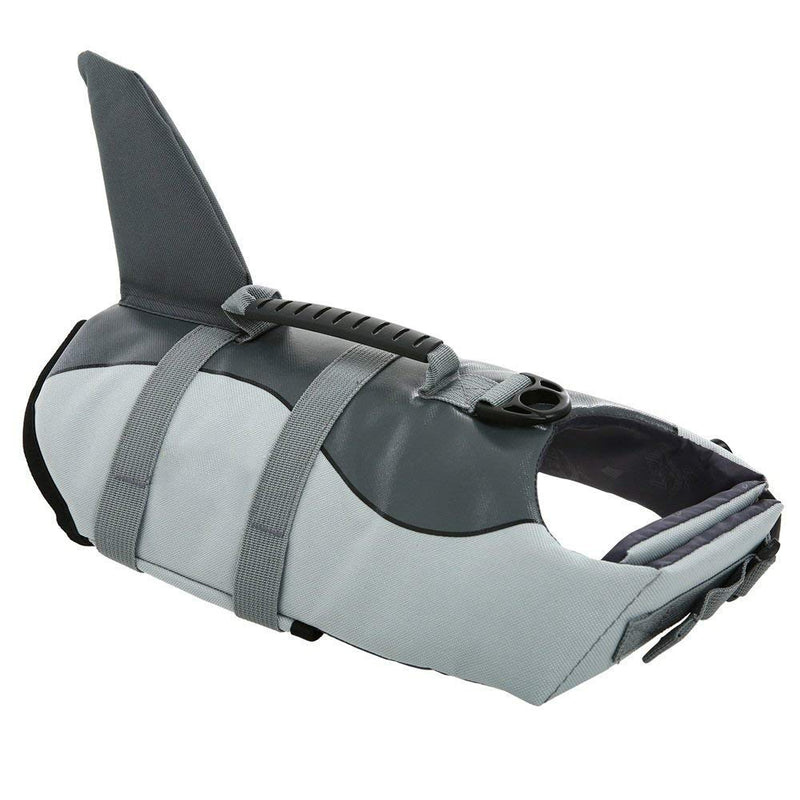 Queenmore Dog Life Jacket Ripstop Shark Dog Safety Vest Adjustable Preserver with High Buoyancy and Durable Rescue Handle for Small,Medium,Large Dogs, Grey Shark Large - PawsPlanet Australia