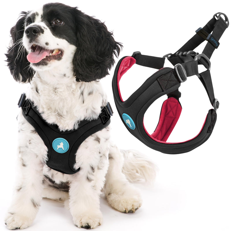Gooby Escape Free Sport Harness - Black, Small - No Choke Step-in Patented Neoprene Dog Harness with Four-Point Adjustment for Small to Medium Dogs Small chest (12.5-18.75") - PawsPlanet Australia