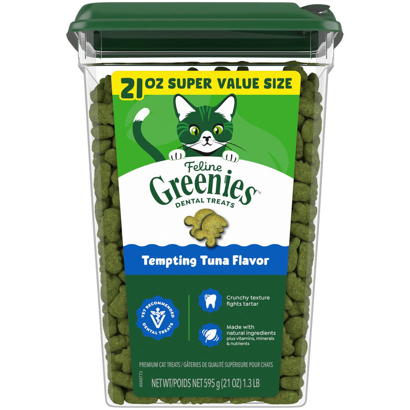 Greenies Cat Treats, Veterinarian-Recommended Adult Natural Dental Cat Treats, Tempting Tuna Flavor, 21 oz. Tub 1.31 Pound (Pack of 1) - PawsPlanet Australia