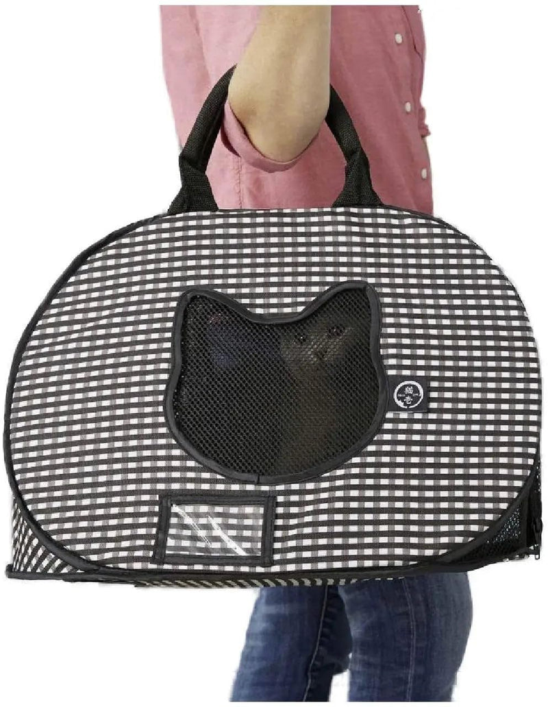 Necoichi Stress-Free Cat Travel Carrier Collapsible Gray White for 2 Cats, for Indoor Cats Small Medium Large Cats(Black) - PawsPlanet Australia