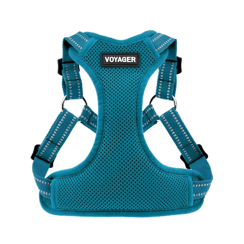 Best Pet Supplies Voyager Adjustable Dog Vest Harness Breathable No Pull Harness for Small, Medium, Large Dogs, Harness for Walking, Jogging, Easy Step-in, Reflective Stripes - Turquoise, S Harness (Turquoise) S (Chest: 15 - 18") - PawsPlanet Australia