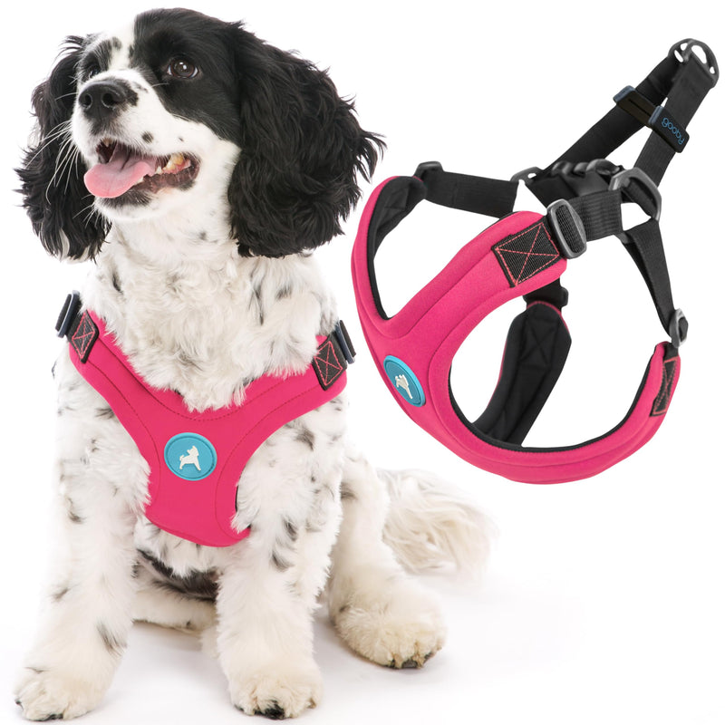 Gooby Escape Free Sport Harness - Pink, Small - No Choke Step-in Patented Neoprene Dog Harness with Four-Point Adjustment for Small to Medium Dogs Small chest (12.5-18.75")