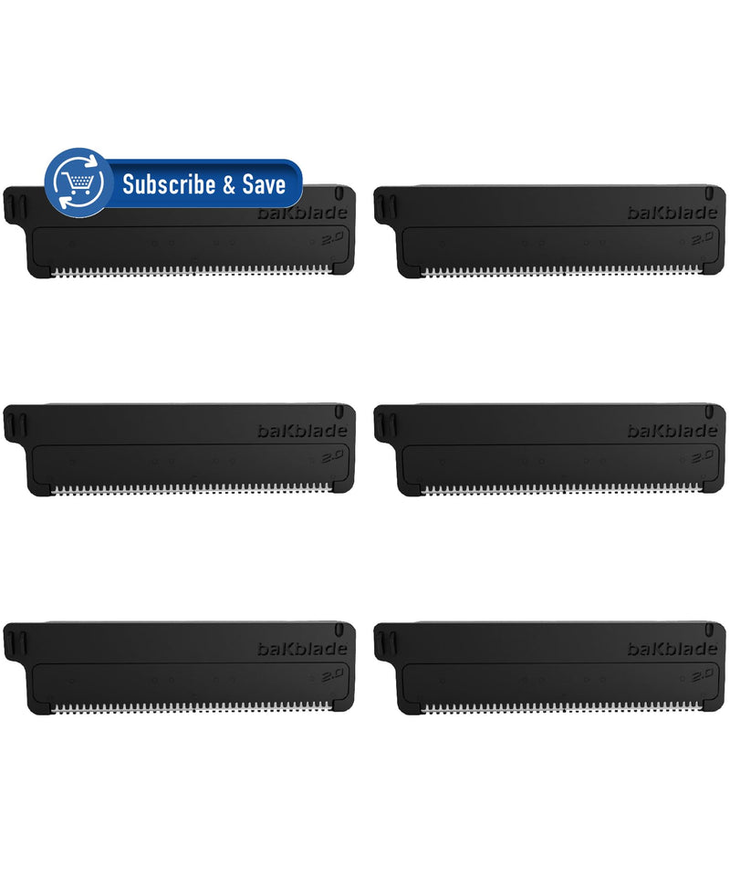 Bakblade 2.0 Refill Cartridges Bundle, Back Hair & Body Shaver Replacement Cartridges, Extra-Wide Wet Dry & Disposable Razor Blades (6 Blades) 6 Count (Pack of 1) - PawsPlanet Australia