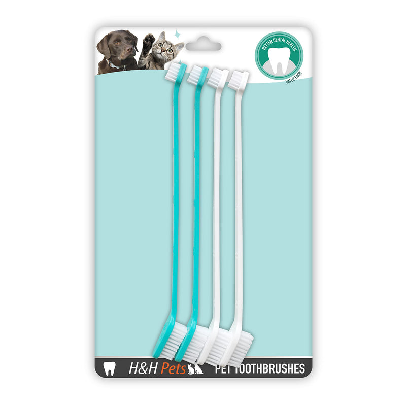 H&H Pets Dog Toothbrush Dual Headed Design Dental Toothbrushes for Small & Large Dogs, 4 or 8 Counts Pack 4 Count (Pack of 1) - PawsPlanet Australia