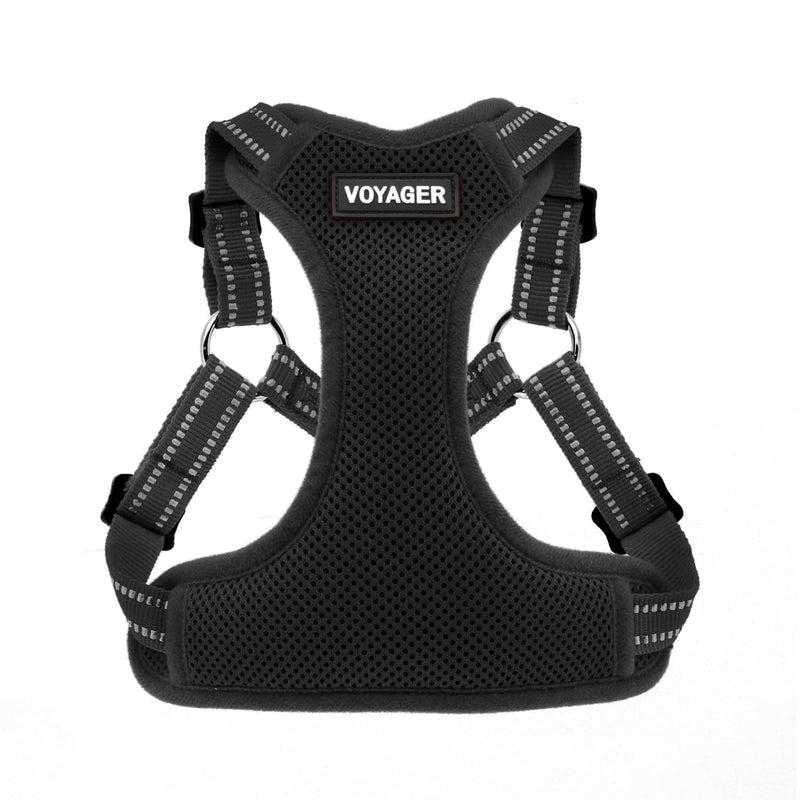 Best Pet Supplies Voyager Adjustable Dog Vest Harness Breathable No Pull Harness for Small, Medium, Large Dogs, Harness for Walking, Jogging, Easy Step-in, Reflective Stripes - Black, S Harness (Black) S (Chest: 15 - 18") - PawsPlanet Australia