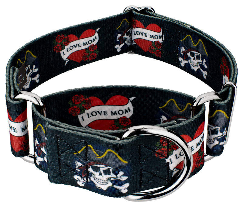 Country Brook Petz - HossFit Jr Wide Martingale Dog Collar - Attitude Collection Featuring Untamed Designs (I Love Mom, Medium) Medium (Pack of 1) I Love Mom - PawsPlanet Australia
