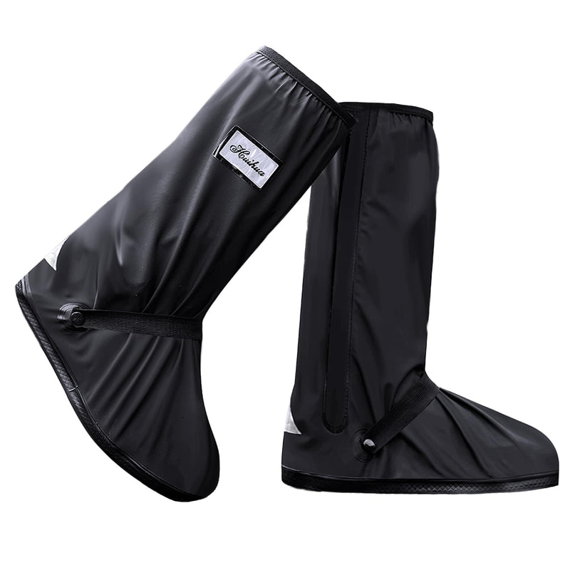 Black Waterproof Rain Boot Shoe Cover with Reflector (1 Pair) X-Large