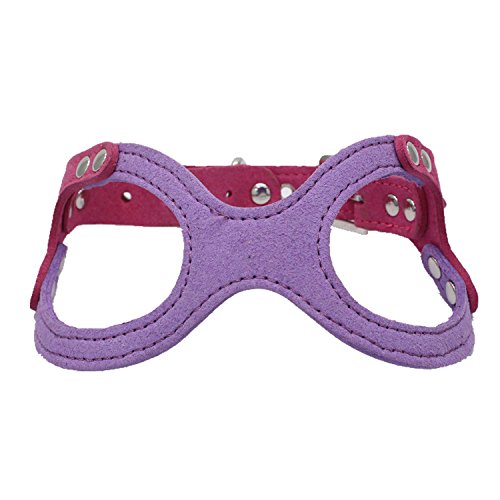 Dogs Kingdom Classic Leather Belt Dog Harness Dog Eyeglass Chest Strap Double-Sided Ultra-Fiber Material Purple S - PawsPlanet Australia