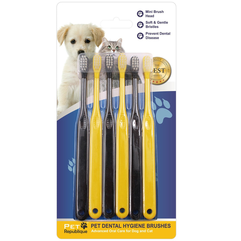 Pet Republique Small Toothbrush for Dogs Cats - Cat Toothbrush, Small Dog Toothbrush - Designed for Cat, Kitten, Puppy, and Small Dog Like Chihuahuas, Yorkshire, and Poodle (6 Count) 6 - PawsPlanet Australia