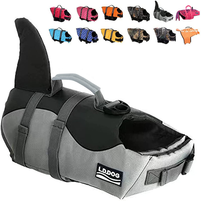HAOCOO Dog Life Jacket Vest Saver Safety Swimsuit Preserver with Reflective Stripes/Adjustable Belt Dogs (Shark, Small) Shark - PawsPlanet Australia