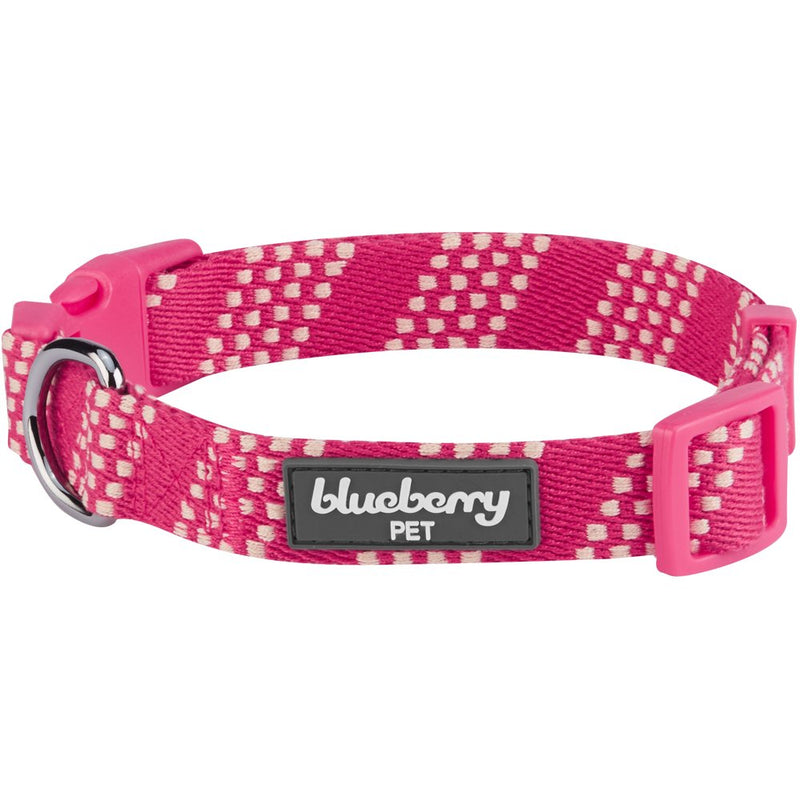 Blueberry Pet 4 Patterns Artisan Crochet Inspired Endless Squares Adjustable Dog Collar, Virtual Pink, Large, Neck 18"-26" - PawsPlanet Australia