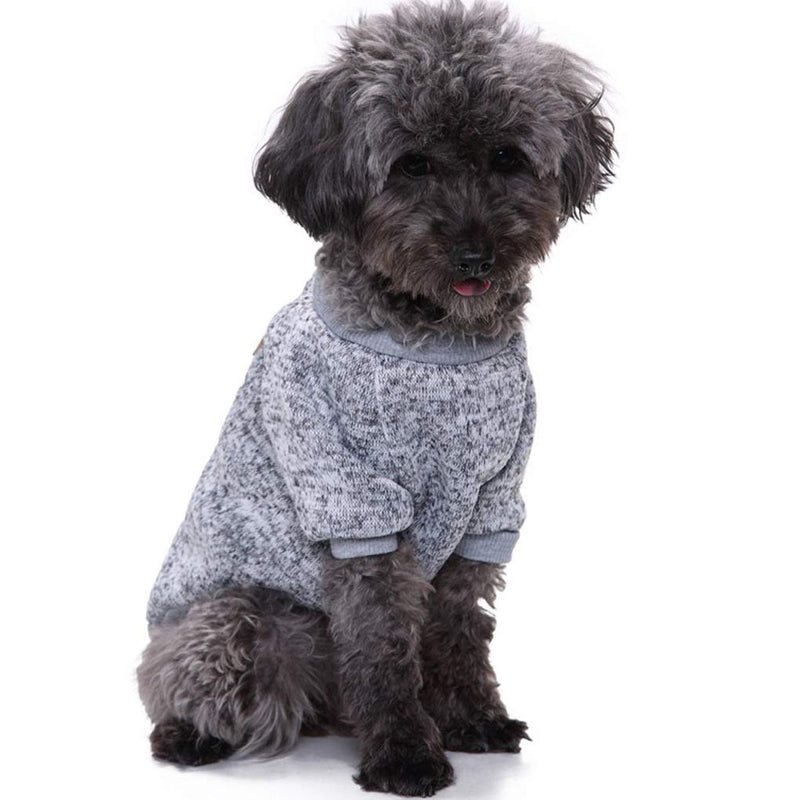 Pet Dog Classic Knitwear Sweater Warm Winter Puppy Pet Coat Soft Sweater Clothing for Small Dogs (M, Grey) Medium - PawsPlanet Australia