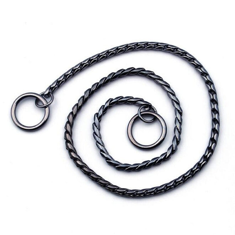 SGODA Black Dog Chain Collar Choke Pet Training Snake Collar with Heavy Links, 22 in, 4 mm Length 22" 4mm - PawsPlanet Australia