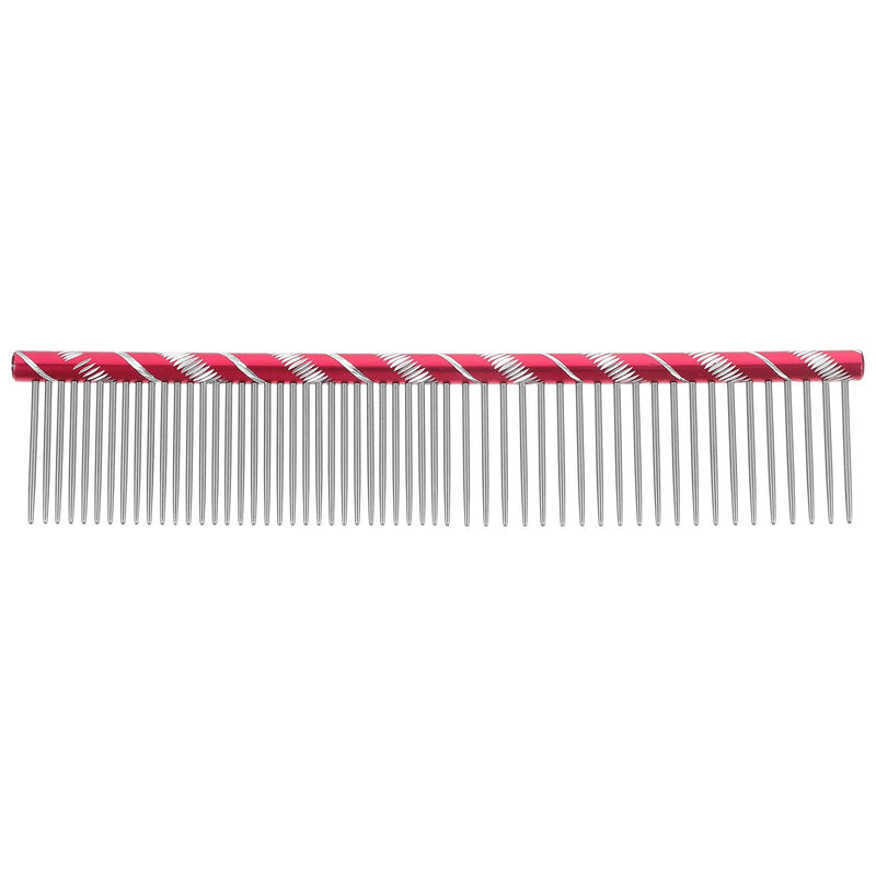 UEETEK Dog Grooming Comb : Stainless Steel Dog Combs with Rounded Ends for Dematting & Shedding, 2-in-1 Fine & Wide Tooth Design, 6.3 X 1.38 X 0.12 Inch (Rose Red) - PawsPlanet Australia
