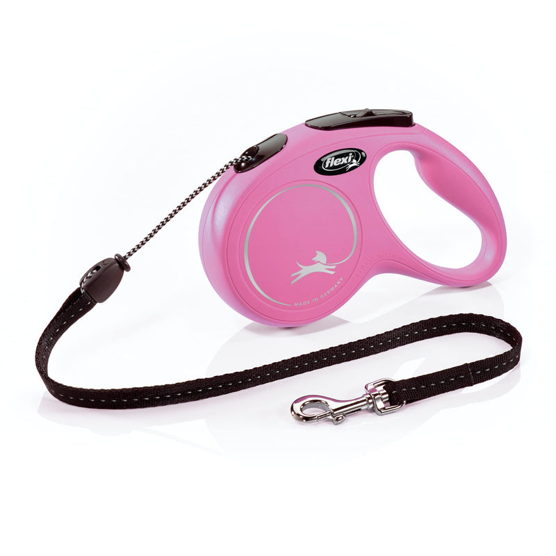 Flexi New Classic Retractable Dog Leash (Cord), 16 ft, Medium, Pink Medium - 16 ft - PawsPlanet Australia