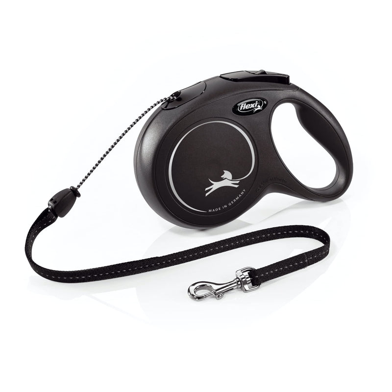 FLEXI New Classic Cord Retractable Dog Leash for Medium Dogs up to 44 lbs. – 26 ft., Black | Tangle-Free Pet Walking Leash with One-Handed Brake, Pause, Lock|German Quality Product Medium - 26 ft - PawsPlanet Australia