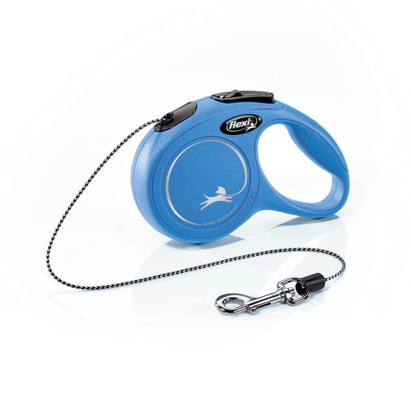 FLEXI New Classic Retractable Dog Leash (Cord), Ergonomic, Durable and Tangle Free Pet Walking Leash for Dogs Up to 18 lbs, 10 ft, Extra Small, Blue Extra Small - 10 ft - PawsPlanet Australia