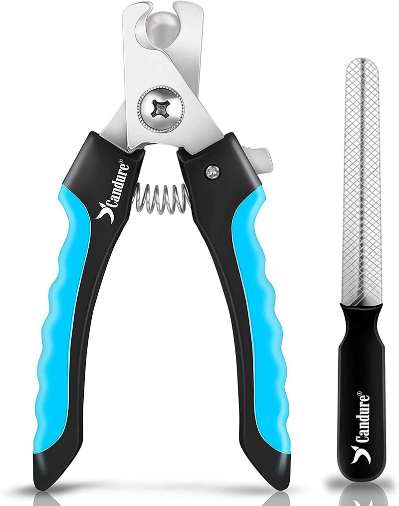 Candure Dog Nail Clippers Professional Pet Nail Clipper Suitable for Large to Medium Dogs, Cats, Rabbits and Guinea Pigs - Safety Lock/Protective Guard to Avoid Over Cutting Blue - PawsPlanet Australia