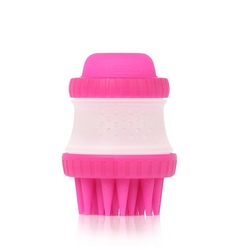 Dexas ScrubBuster Silicone Dog Washing Brush with Built-in Shampoo Reservoir, Pink - PawsPlanet Australia