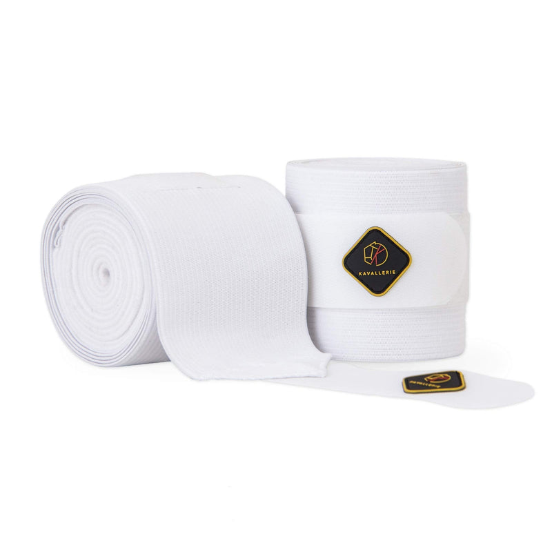 Kavallerie Elastic Fleece Bandages for Horses, Non- Slip and Snug fit Breathable Material for Injury Protection and Superior Legs Support, Stocking up Solution - White - (2 Units Per Pack) 2 Pack - PawsPlanet Australia