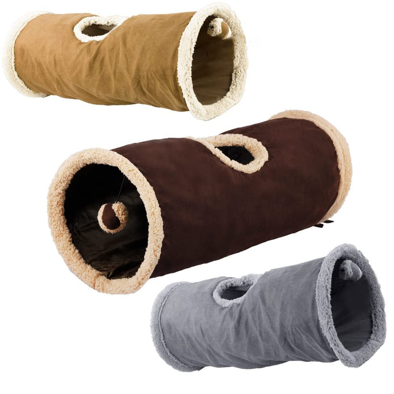 ALL FOR PAWS Collapsible Cat Tunnel Crinkle Cat Toys Play Tunnel Tube Lambswool - PawsPlanet Australia