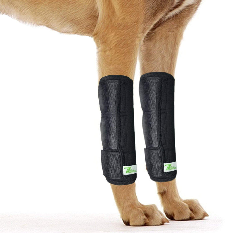Dog Leg Brace One Pair Heals Hock Joint Wrap Sleeve for Front Legs(L/Front) L Black - PawsPlanet Australia