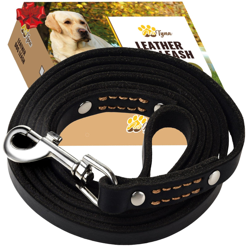 ADITYNA - Premium Leather Dog Leash - 6 ft, Heavy-Duty, Soft & Strong for Small/Medium Dogs (Medium: 6 ft x 5/8", Black) Medium: 6 ft x 5/8" - PawsPlanet Australia