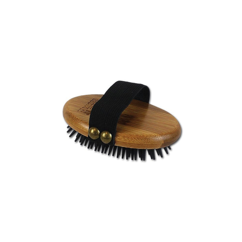 alcott Bamboo Groom Curry Brush with Rubber Bristles for Pets,Brown - PawsPlanet Australia