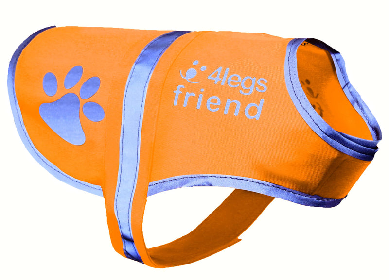 4LegsFriend Dog Safety Orange Reflective Vest with Leash Hole 5 Sizes - High Visibility for Outdoor Activity Day and Night, Keep Your Dog Visible, Safe from Cars & Hunting Accidents XL - PawsPlanet Australia