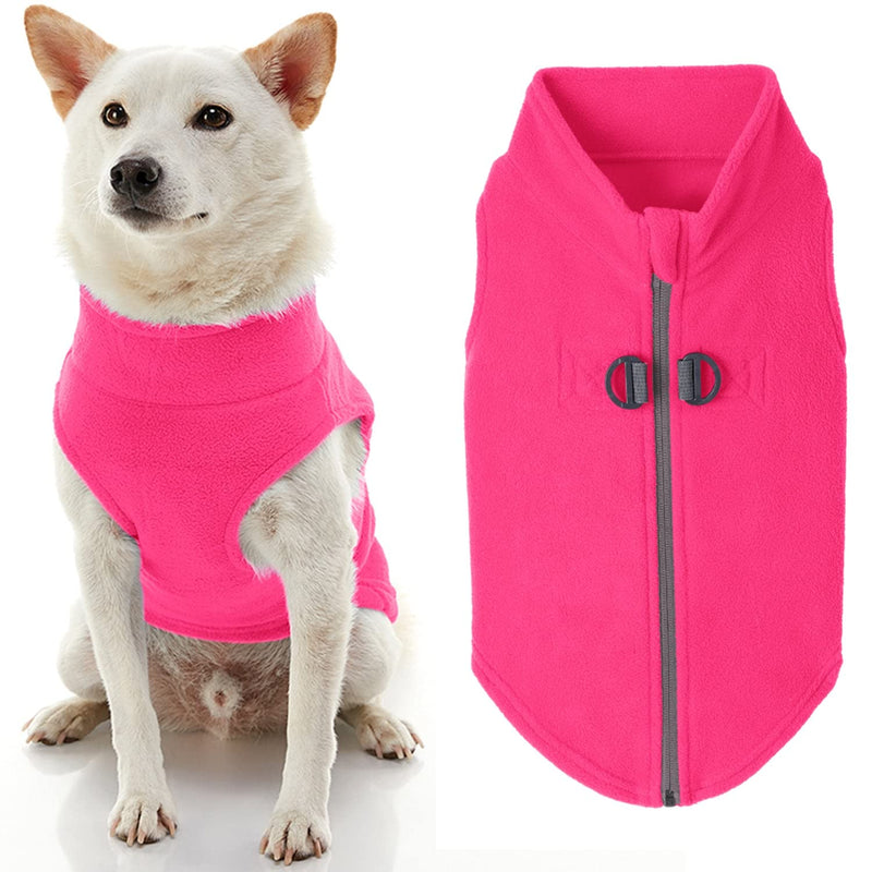 Gooby Zip Up Fleece Dog Sweater - Pink, Medium - Warm Pullover Fleece Step-in Dog Jacket with Dual D Ring Leash - Winter Small Dog Sweater - Dog Clothes for Small Dogs Boy and Medium Dogs Medium chest (~17.5") - PawsPlanet Australia