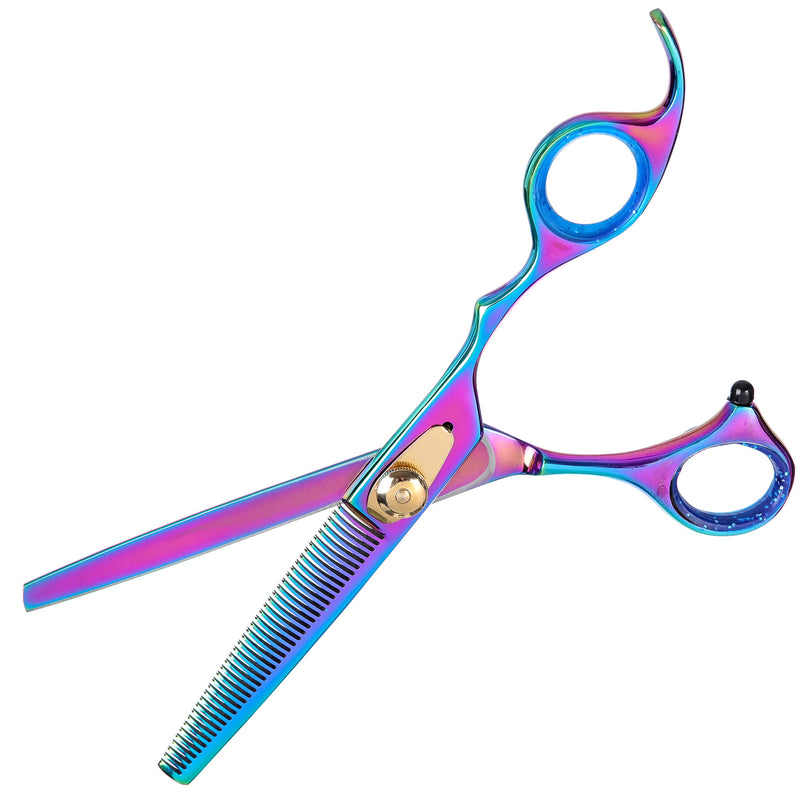 Geib Buttercut 6.5 inch Thinner Straight Dog Grooming Scissors, Rainbow Gold Professional Pet Grooming Stainless Steel Shears - PawsPlanet Australia