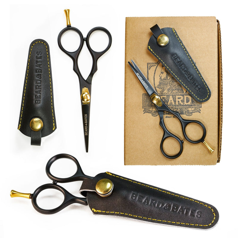 BEARD & BATES 1878 Black Label Shears | Premium Grooming Scissors with Holster for Beards and Mustaches - PawsPlanet Australia