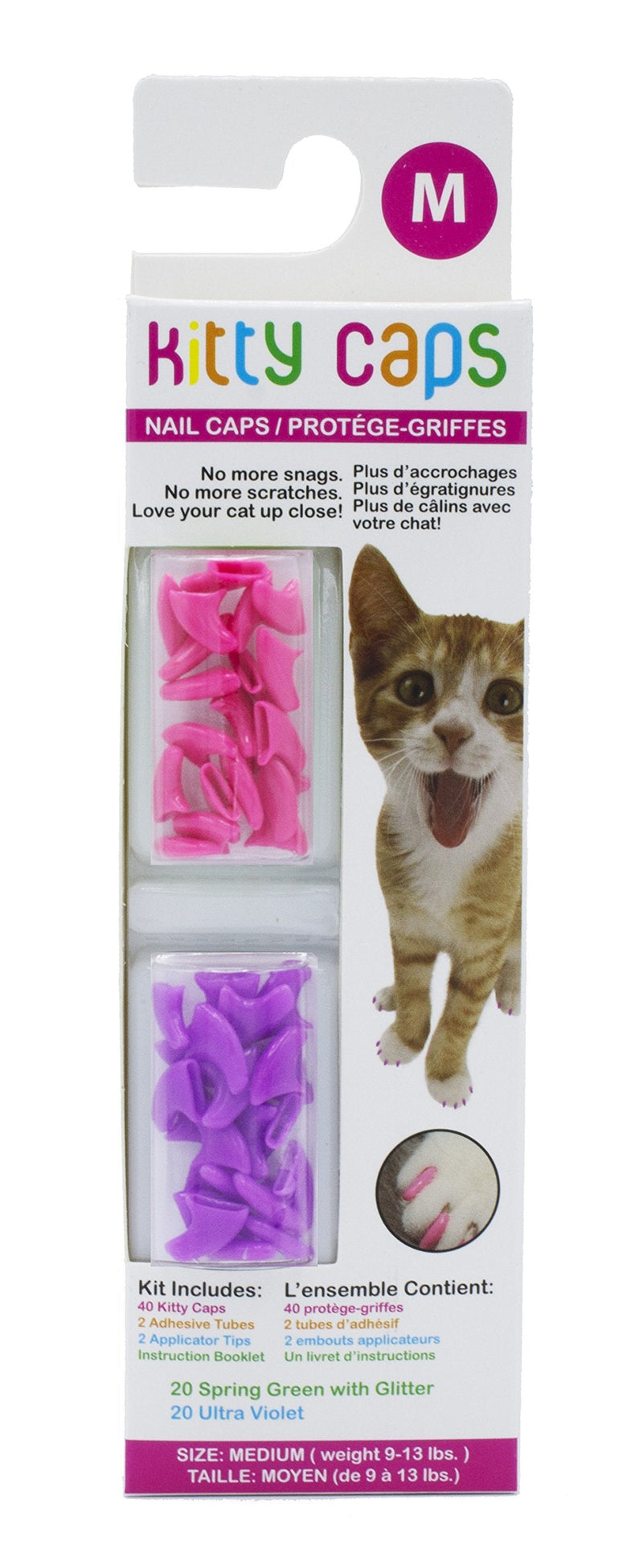 Kitty Caps Nail Caps for Cats Safe, Stylish & Humane Alternative to Declawing Covers Cat Claws, Stops Snags and Scratches, Medium (9-13 lbs), Hot Purple & Hot Pink (Pack of 1) 1-Pack Medium (9-13 lbs) - PawsPlanet Australia