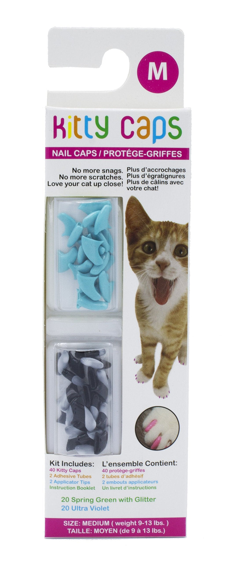 Kitty Caps Nail Caps for Cats Safe, Stylish & Humane Alternative to Declawing Stops Snags and Scratches, Medium (9-13 lbs), Black with Gray Tips & Baby Blue (Pack of 1) Medium (9-13 lbs) - PawsPlanet Australia