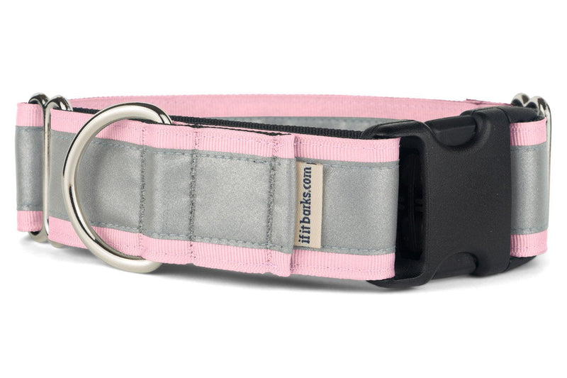 If It Barks - 1.5" Reflective Martingale Collar with Quick Snap Buckle for Dogs - Adjustable - Made in USA - Strong, Durable, and Comfy - Ideal for Training - Fits Most Breeds - Small, Pink Small w/Buckle - PawsPlanet Australia