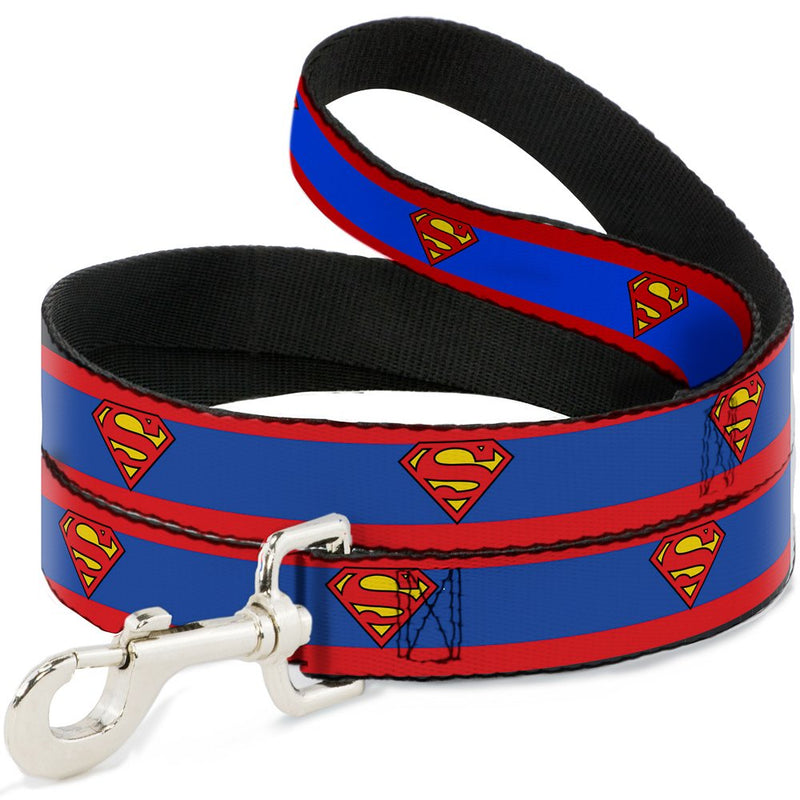 Buckle-Down Dog Leash Superman Shield Stripe Red Blue Available in Different Lengths and Widths for Small Medium Large Dogs and Cats, Multicolor, DL-6FT-WSM039-W, 6 Feet Long - 1.5" Wide - PawsPlanet Australia