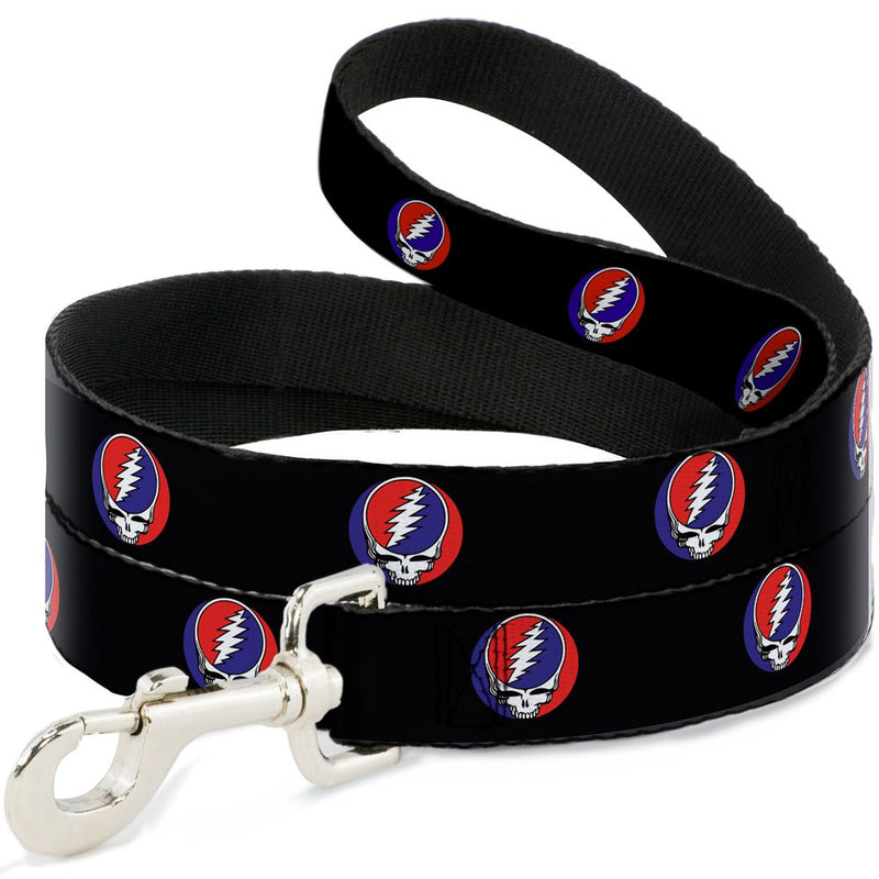 Grateful Dead Pet Leash, Dog Leash, Steal Your Face Repeat Black Color, 6 Feet Long 1.5 Inch Wide 6 Feet Long - 1.5" Wide - PawsPlanet Australia