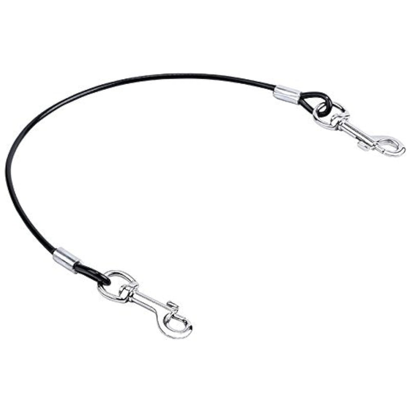 Mogoko Pet Dog Car Seat Belt Restraint, Coated Stainless Steel Chew Proof Dog Vehicle Safety Tether Cable, Double Clip No-Chew Pet Car Leash Lead-16 Inch Black 16 inch/40 CM - PawsPlanet Australia