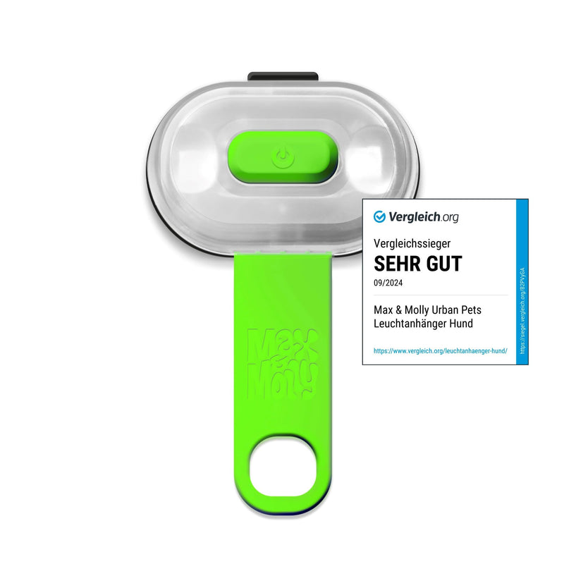 Max & Molly USB Rechargeable LED Safety Pet Light for Dog Collars & Harnesses - Waterproof, No-Dangle Secure Design, One Size Fits All - Ideal for Walking, Running, Biking & Outdoor Adventures Green - PawsPlanet Australia