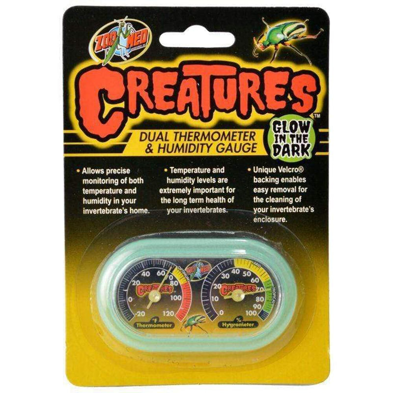 Zoo Med Creatures Dual Thermometer & Humidity Gauge Glow in The Dark 1 Count (Pack of 1) - PawsPlanet Australia