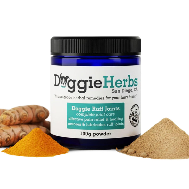 Doggie Herbs Ruff Joints Powder- Advanced Hip & Joint Support for Dogs- Glucosamine, Devil's Claw & Meadowsweet- Mobility & Stiffness Supplement- Pure Active Formula, No Fillers- TCM Doctor Formulated - PawsPlanet Australia