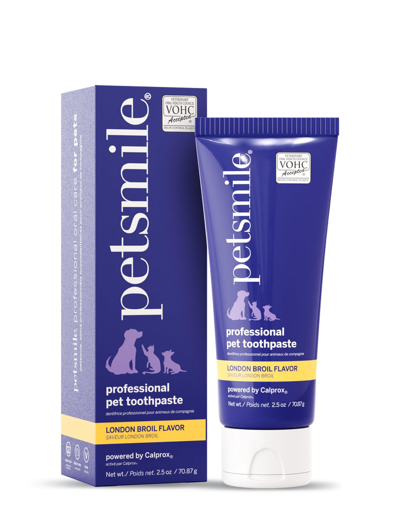 Petsmile Professional Pet Toothpaste for Cats & Dogs - VOHC Accepted Toothpaste - Clinically Proven to Control Plaque & Tartar Calprox Formula (London Broil, 2.5 Oz) London Broil 2.5 Ounce (Pack of 1) - PawsPlanet Australia