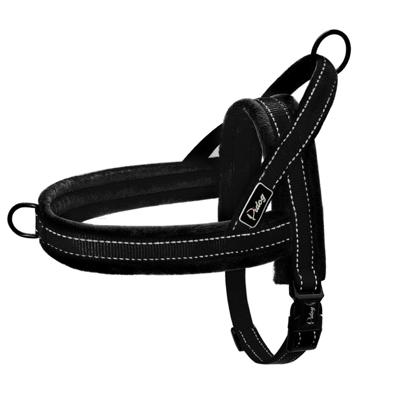 Didog Soft Flannel Padded Dog Vest Harness, Escape Proof/Quick Fit Reflective Dog Strap Harness,Easy for Training Walking,Black S Size S:chest 18-22" Black - PawsPlanet Australia