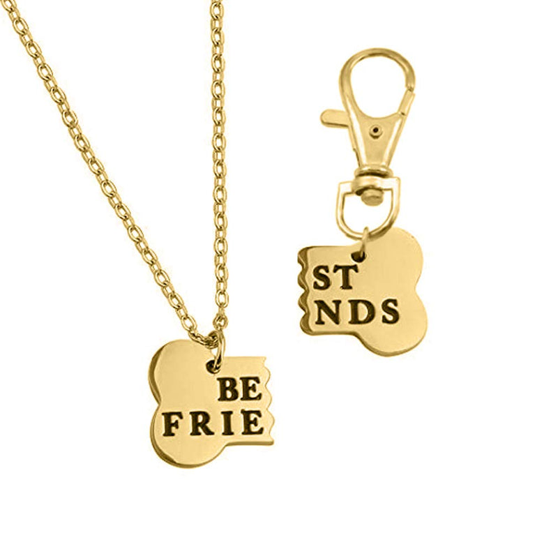 Personalized Custom Pet ID Tag Best Friend Bone Necklace Keychain Matching Bone BFF Engraved Collar Dog Cat Human Jewelry Set Pet Lover Gift Rose Gold Plated Stainless Steel Necklace&Keychain-No custom - PawsPlanet Australia