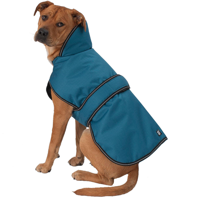 PetRageous 7303TLG Juneau Waterproof Cold Weather Dog Coat with Full Chest Coverage Leash Opening - 19-Inch Long Heavyweight Jacket for Large Breeds, Teal Blue - PawsPlanet Australia
