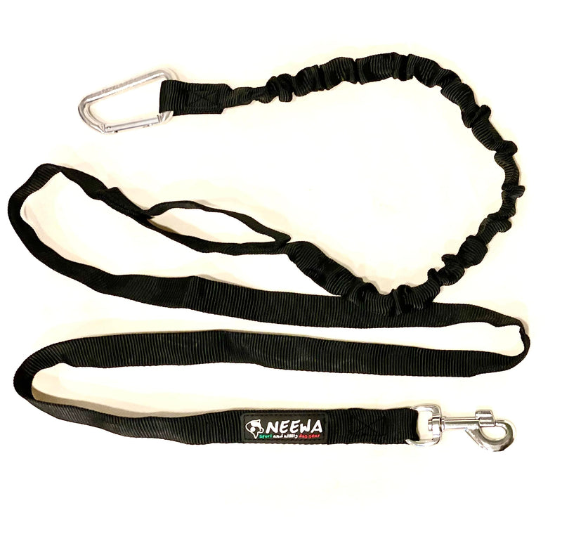 Neewa Racing Tug Line with Bungee for 2 Dogs (2m (6.5ft) - 2 Dogs, Black) - Ideal Lead for Hands Free Walking, Running, Canicross, Bikejoring - This Leash has Handle in the Middle to Allow Dog Control 2m (6.5ft) - 2 Dogs - PawsPlanet Australia