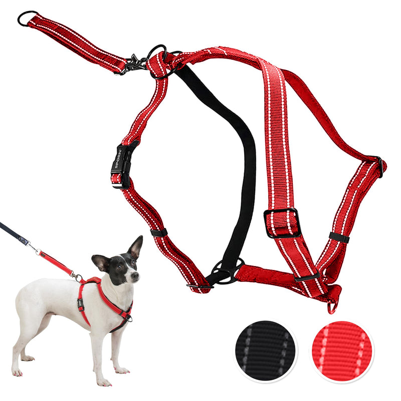 SPORN Ultimate Control No Pull Dog Harness for Medium-Sized Dogs - 4-in-1 Adjustable Dog Harness with Front, Back & Dual-Clip Options & Emergency Grab Handle - Easy On/Off, Padded Comfort (Red, M) Red - PawsPlanet Australia